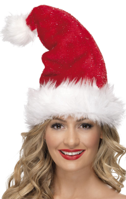 Smiffys Adult Luxury Santa Hat With Tinsel
