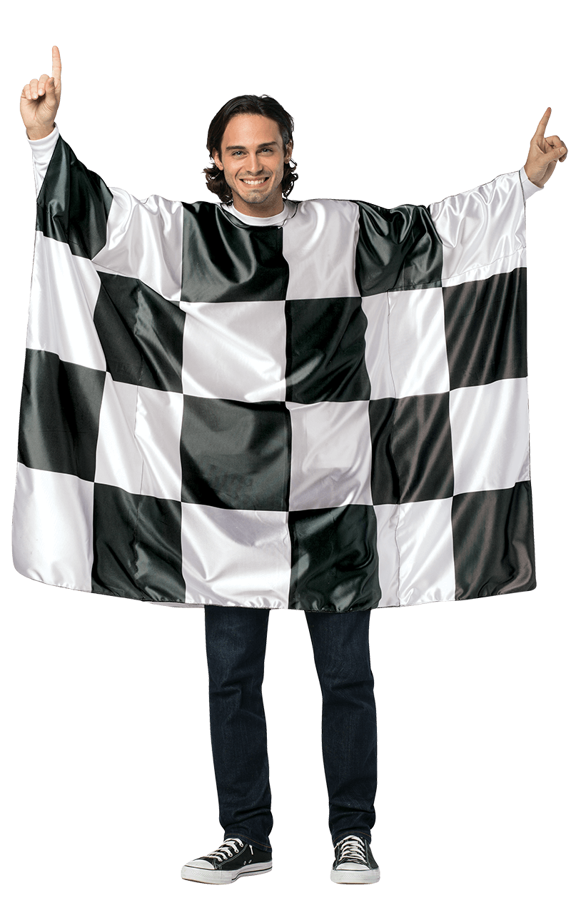 Adult Checkered Race Flag Costume 1 Adult Checkered Race Flag Costume