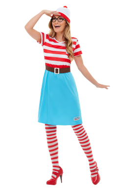 Smiffys Adult Where's Wally? Wenda Dress Costume