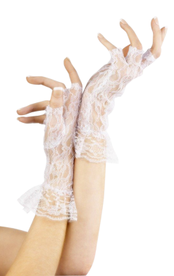 Smiffys Adult White Short Lace Fingerless Gloves