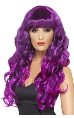 Smiffys Siren Long Curly Purple Wig