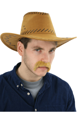 Brown Leather Stitched Cowboy Hat