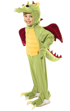Kids Green Hooded Dragon Costume