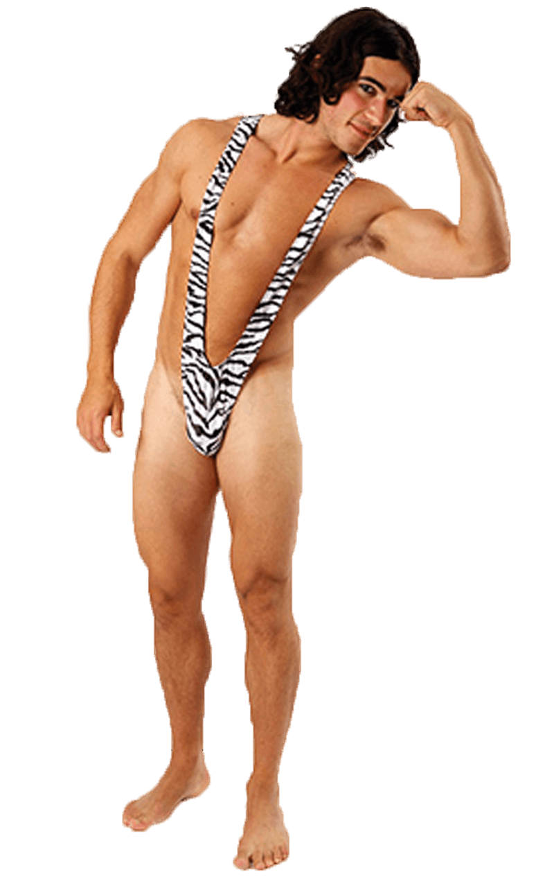Adult Zebra Borat Mankini 1 Adult Zebra Borat Mankini