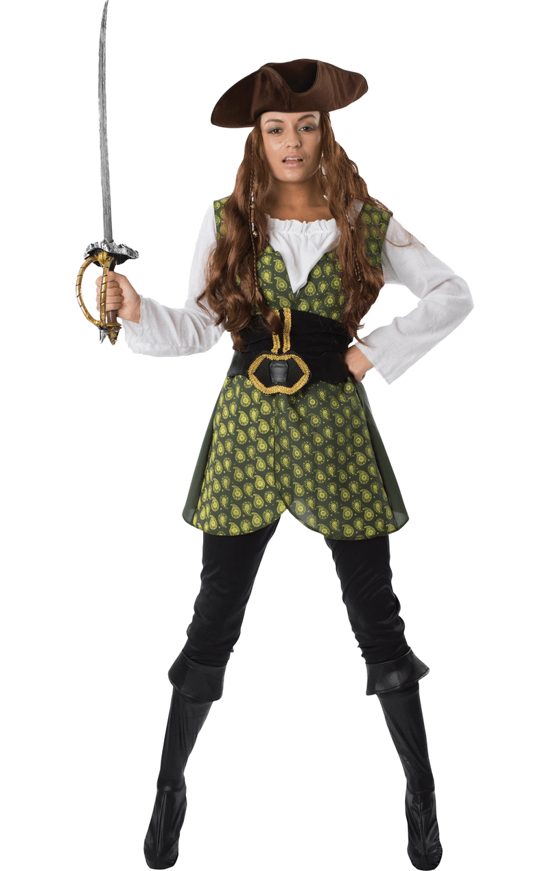 Ladies Green Pirate Costume 1 Ladies Green Pirate Costume
