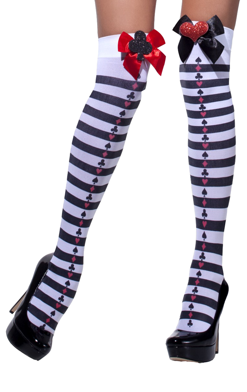 Smiffys Stripy Bow & Glitter Stockings 1 Smiffys Stripy Bow & Glitter Stockings