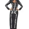 Smiffys Womens Skeleton Maxi Dress Costume
