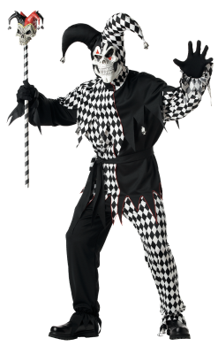 Mens Evil Scary Jester Costume