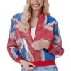 GENERIC Womens Union Jack Sequin Bomber Jacket