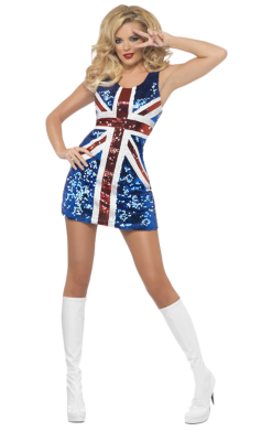 Smiffys Womens Sequin Union Jack Costume