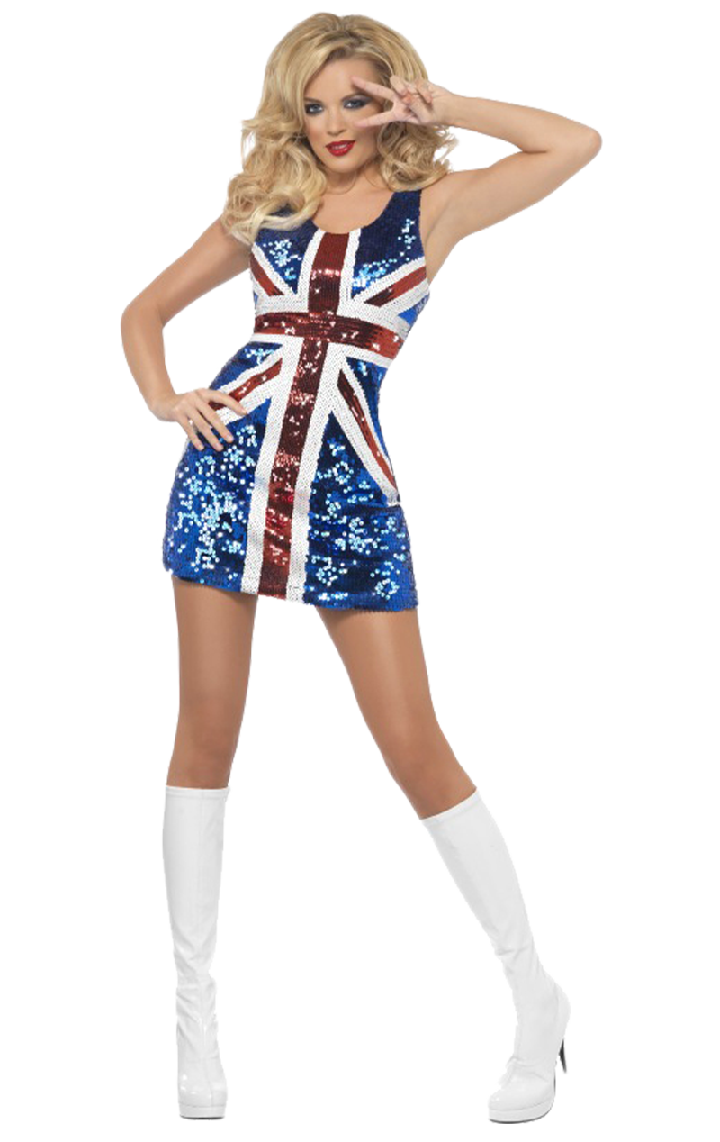 Smiffys Womens Sequin Union Jack Costume 1 Smiffys Womens Sequin Union Jack Costume