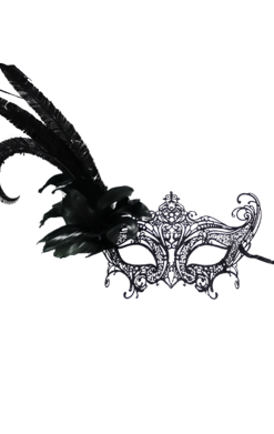 GENERIC Black Metal Feather Facepiece