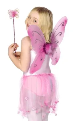 Smiffys Kids Pink Butterfly Wings & Wand