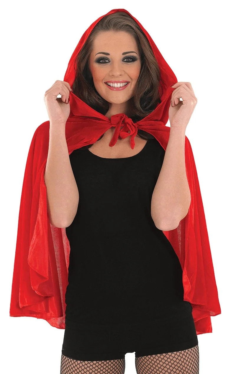 Short Red Hooded Cape 1 Short Red Hooded Cape